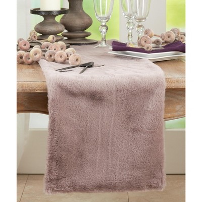 Gray Faux Rabbit Fur Table Runner 23 x 19 in
