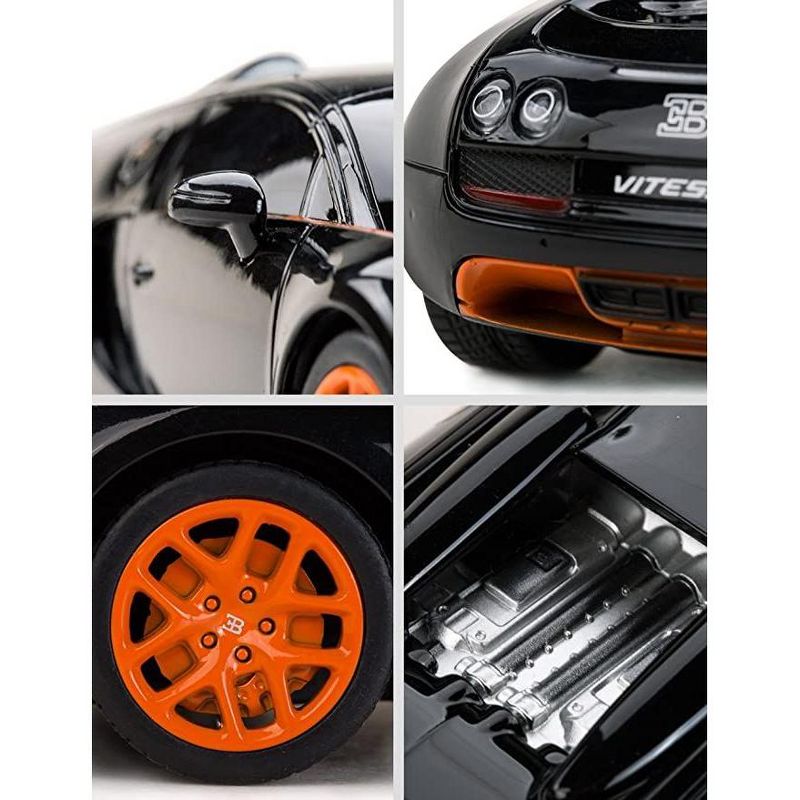 Link Ready! Set! play!1:24 Scale Radio Remote Control Bugatti Veyron Car Toy - Black/Orange, 5 of 8