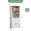 Coolmee Farmhouse Bookshelf, 72 inch Tall Bookshelf with Doors and Drawer, Storage Cabinet, Floor Standing Book Case for Home Office, Living Room - 2 of 4