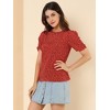 INSPIRE CHIC Women's Floral Summer Crew Neck Casual Shirred Short Sleeve Blouse - 4 of 4