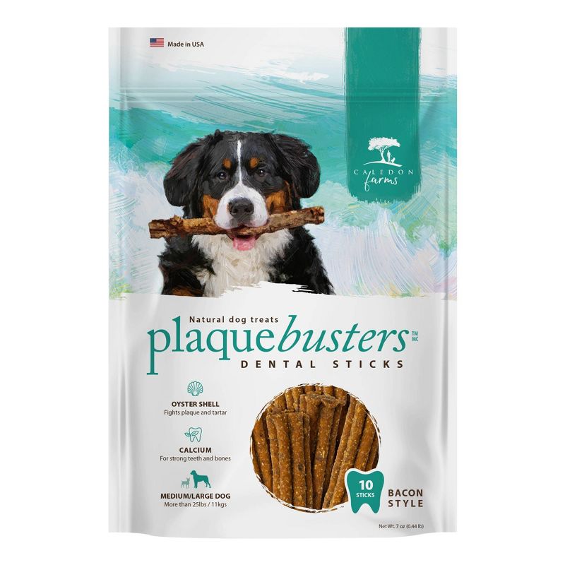 Caledon Farms Plaque Busters All Ages Dental and Hard Bacon and Sweet Potato Flavor Dog Treat Chews - 7oz, 1 of 9
