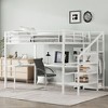 Okak Loft Bed with L-Shaped Desk ,Space-Saving Metal Loft Beds with LED Lights,High Loft Bed with Wardrobe for Kids,Teens,Adults - 3 of 4