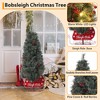 Potted Artificial Christmas Tree, Pre-Lit Holiday Xmas Tree with 78 Lights, Tabletop Snow Flocked Christmas Tree with Pine Cones, Sleigh-Shaped Base - 4 of 4