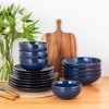 vancasso 16 piece blue kiln-changed glaze honeycomb-shaped relief ceramic tableware set includes 4 dinner plates/dessert plates/pasta/cereal bowls - 2 of 4