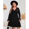 Plus Size Women's Flowy Maxi Dress - V-Neck Ruffled Tiered Dress with Bell Sleeves and Waist Tie - 2 of 4