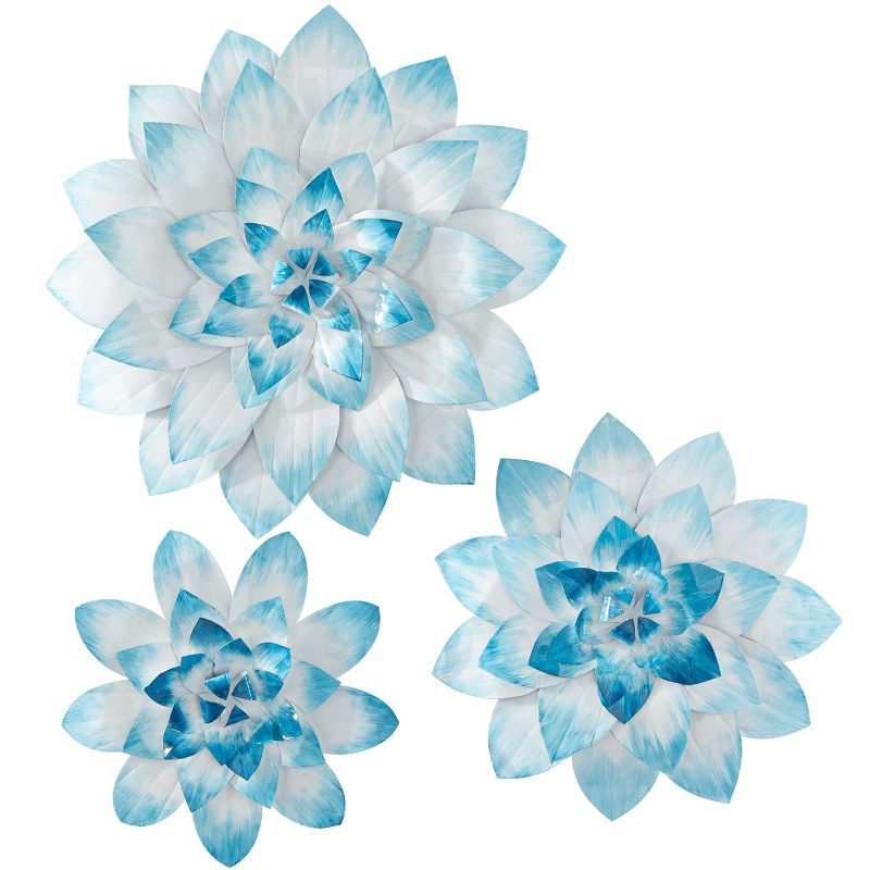 Set of 3 Metal Floral 3D Wall Decors Blue - The Novogratz, 3 of 7