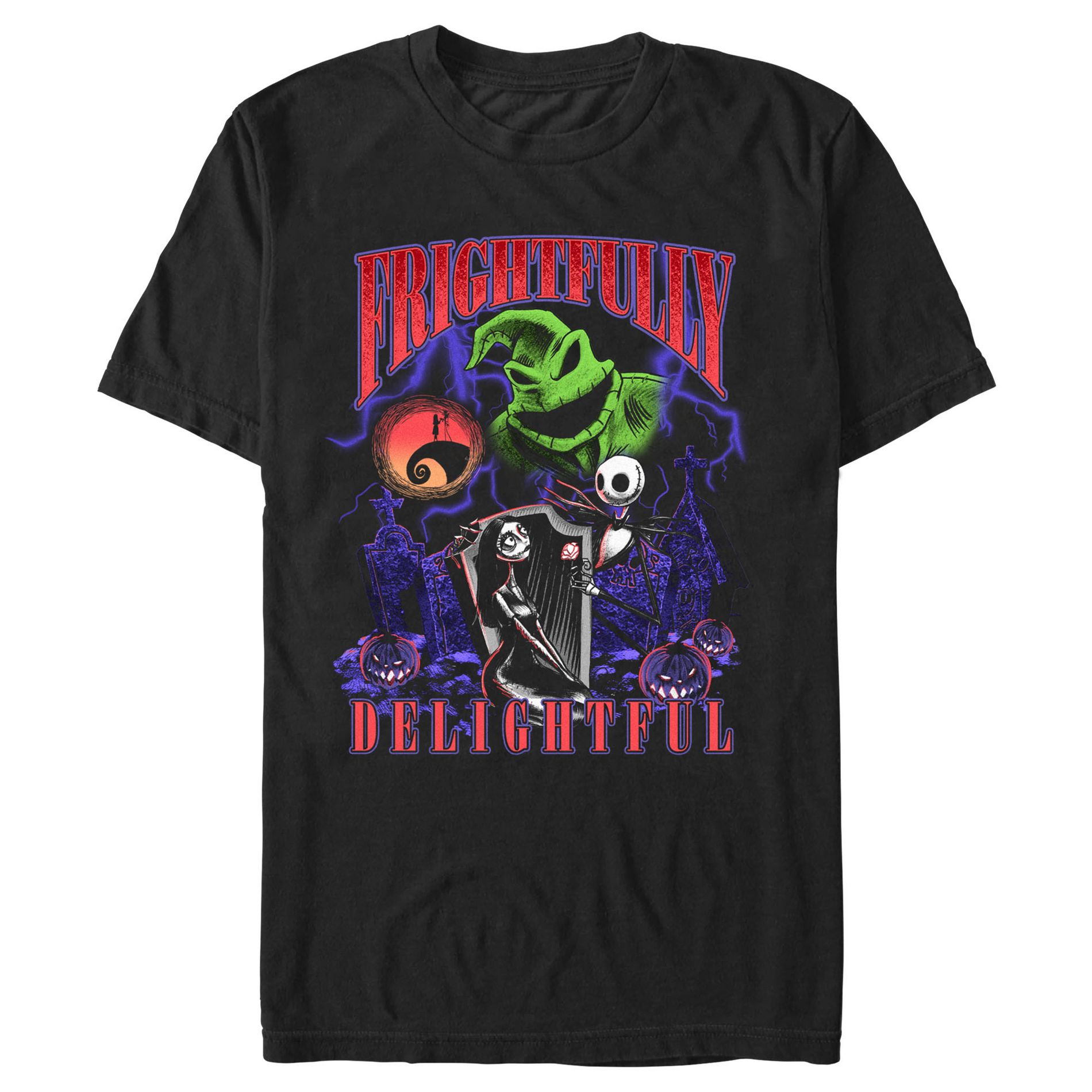 Men's The Nightmare Before Christmas Frightfully Delightful  T-Shirt - Black - Large
