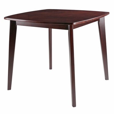 Transitional Square Walnut Dining Table with Tapered Legs