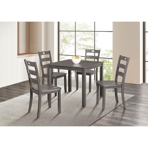 5-Piece Dining Set with Square Table and 4 Slat Back Chairs - 1 of 4