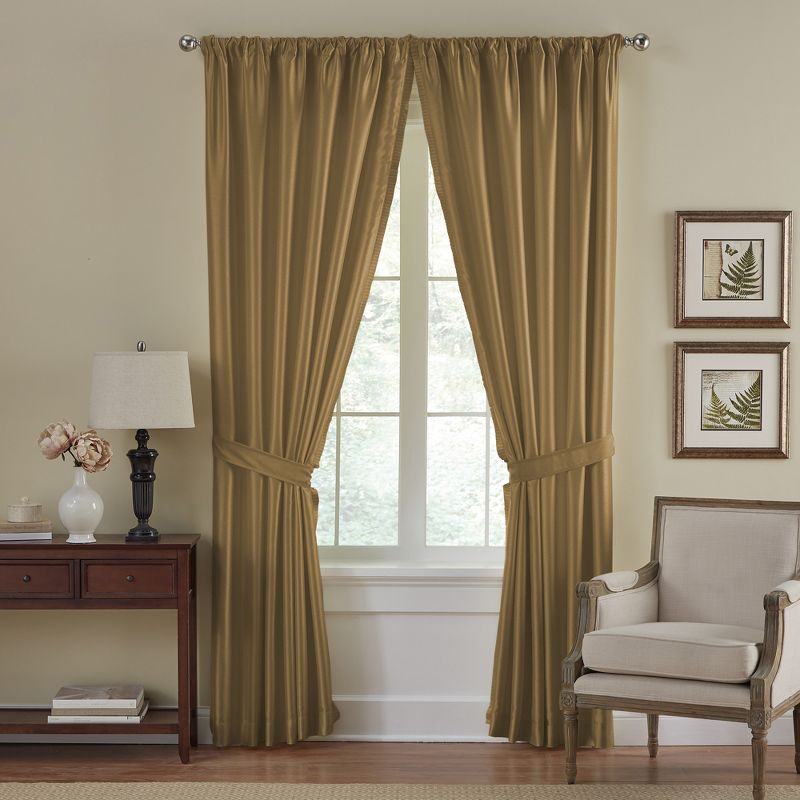 Versailles Faux Silk Room Darkening Single Window Curtain Panel - Elrene Home Fashions, 1 of 7
