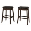 Monarch Specialties Bar Stool Set Of 2 Bar Height Saddle Seat Wood Pu Leather Look Black Brown Transitional - 4 of 4