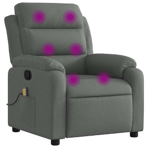 vidaXL Massage Recliner Chair Dark Gray Fabric - Manual Push Back With Massage - 1 of 4