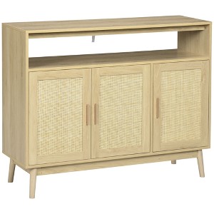 NicBex Minimalist Sideboard Buffet Cabinet with Open Shelf & 3 Rattan Doors Large Capacity Kitchen Storage cabinet,Natural - 1 of 4
