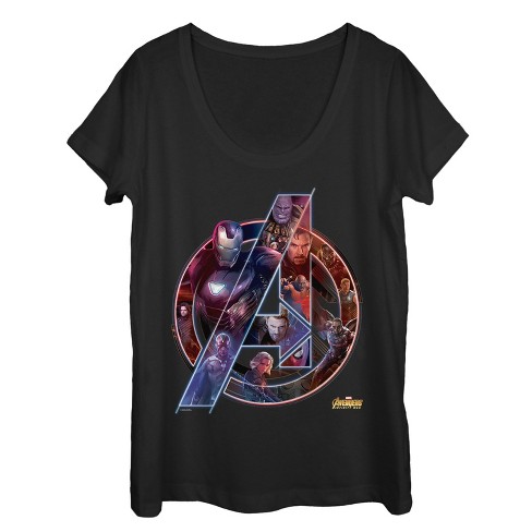 Women's Marvel Avengers: Infinity War Logo Scoop Neck : Target