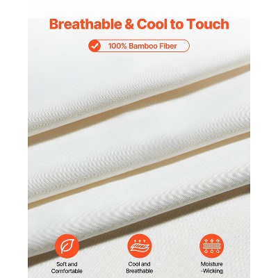 VEVOR 4-Piece Bed Sheet Set - Queen Size, 100% Bamboo Fiber Bedding Set, Cooling, Fit up to 16" Deep Mattress, White — фото 4