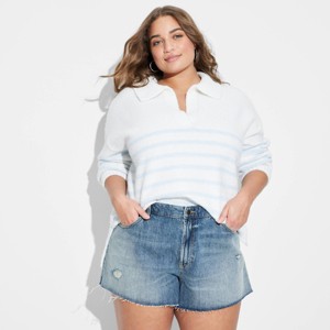 Women's Mid-Rise EasyRigid Cut-Off Denim Shorts - Wild Fable™ - 1 of 3