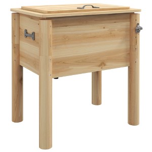 Outsunny Wooden Patio Cooler with Bottle Opener, 54Qt. Outdoor Beverage Cooler, Natural - 1 of 4