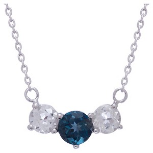 3 TCW Tiara 3-Stone London Blue Topaz and White Topaz Necklace in Sterling Silver, Women