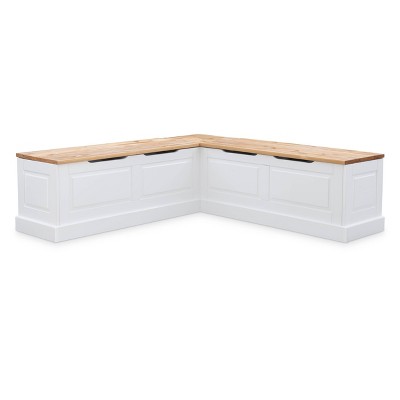 Natural Pine and White Backless Corner Nook Set