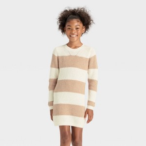 Girls' Long Sleeve Striped Sweater Dress - Cat & Jack™ - 1 of 3