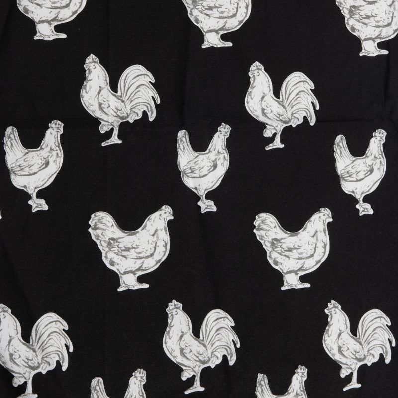 Chicken Pattern 27 x 18 Inch Woven Kitchen Tea Towel with Hand Sewn Pom Poms - Foreside Home & Garden, 3 of 6