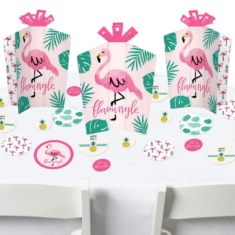 Big Dot of Happiness Pink Flamingo - Party Like a Pineapple - Tropical Summer Party Decor and Confetti - Terrific Table Centerpiece Kit - Set of 30, 1 of 9
