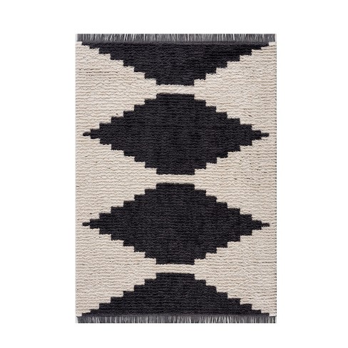 LIVN CO. Soft High Pile Polyester Modern Area Rug, Black/Ivory - image 1 of 4