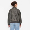 Women's Faux Leather Bomber Jacket - Wild Fable™ Black - 3 of 3
