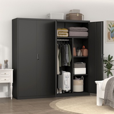 CAVINAS Office Cabinet with Hanging Rod and Compartments,Filing Cabinet with Locks & Keys,File Cabinet with Steel Construction