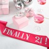 Juvale 21st Birthday Sash and Crown Set, Finally 21 Hot Pink Reflective Sash and Rhinestone Crown Tiara for 21st Birthday Party Supplies - 2 of 4