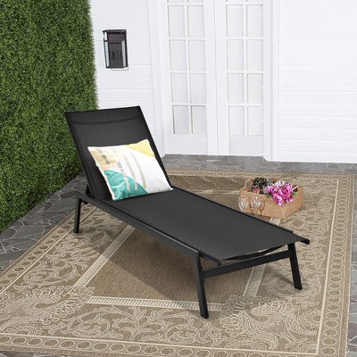 Costway Patio Lounge Chair Chaise Recliner Back Adjustable Garden Deck ...