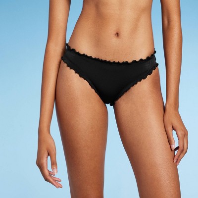 Women's Ruffle Extra Cheeky Bikini Bottom - Shade & Shore™ Black