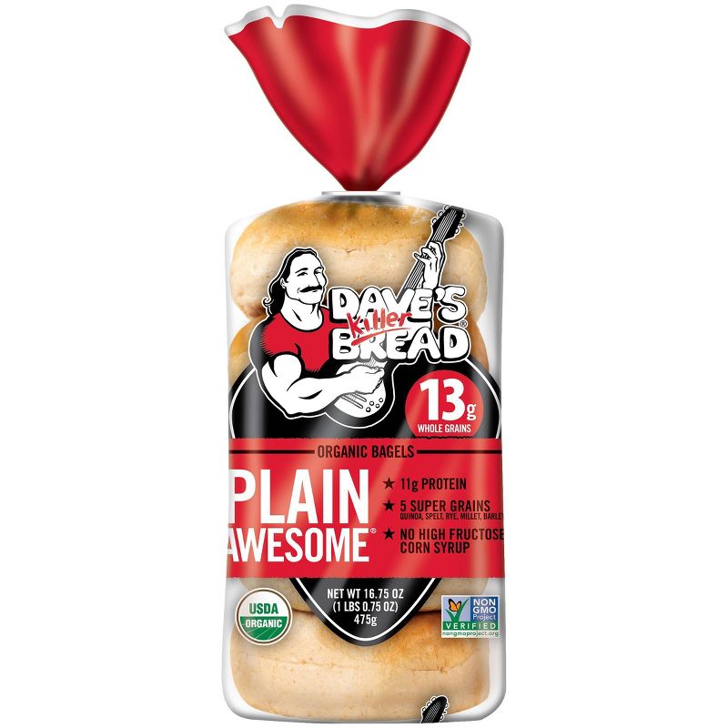 Dave's Killer Bread Plain Awesome Organic Bagels - 16.75oz, 2 of 8