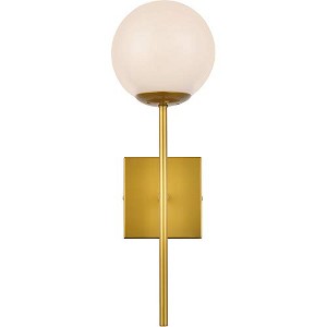 Elegant Lighting Neri 1 light brass and white glass wall sconce - 1 of 4