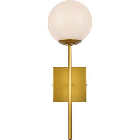 Elegant Lighting Neri 1 light brass and white glass wall sconce - image 1 of 4