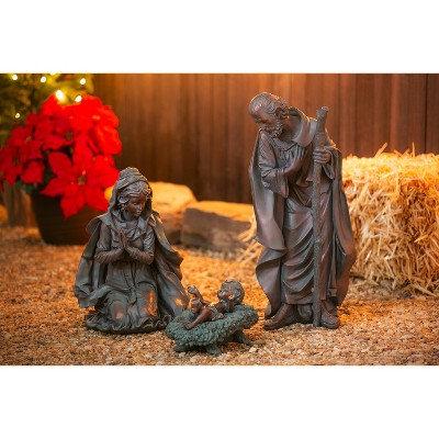 Evergreen  Evergreen 3-Piece Bronze Finish Mary, Joseph and Baby Jesus Outdoor Safe Garden Nativity Set