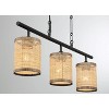3-Light Natural Rattan Island Chandelier – Farmhouse Chain Ceiling Lamp - 2 of 4