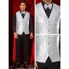 INSPIRE CHIC Men's V-Neck Disco Party Shiny Sequins Waistcoat with Bowtie - 4 of 4