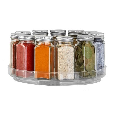 LunaLulinlk Clear Plastic Low Wall Turntable Modular Storage System Organizer, 10" x 10" x 1.36"