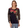 Collections Etc Poinsettia With Lace Sleeves Top - 2 of 4
