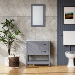 MAYEERTY 30in Bathroom Vanity with Mirror and Top Only, Gray - 1 of 4