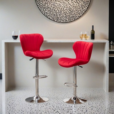 Ellston Velvet Adjustable Swivel Barstools, Set of 2- Leovsnove