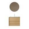 Dolonm Wall-Mounted Floating Bathroom Vanity with Ceramic Sink, Corolla Oak Woodgrain Storage Cabinet with Soft Close Drawers - 3 of 4