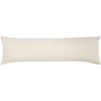 Off-White Cotton Rectangular Lumbar Throw Pillow with Zipper