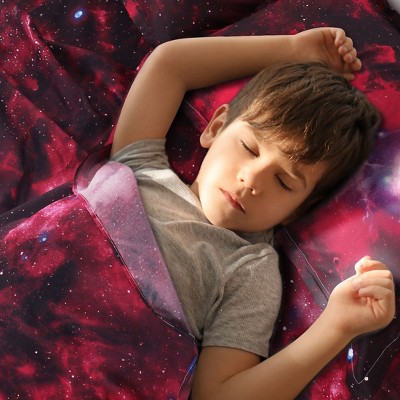 PiccoCasa Polyester Galaxy Stars-Themed Bedding Sheet Sets with 2 Pillowcases 4 Pcs Red Queen — фото 3