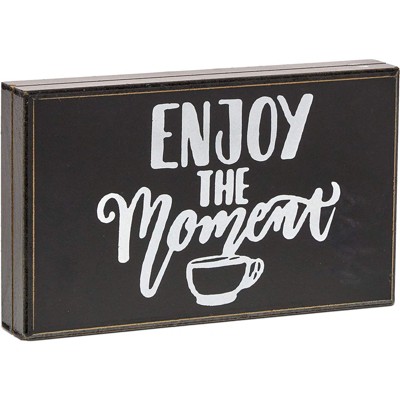 Farmlyn Creek Coffee Bar Wood Sign, Enjoy The Moment Wall Decor (10 x 6 Inches)