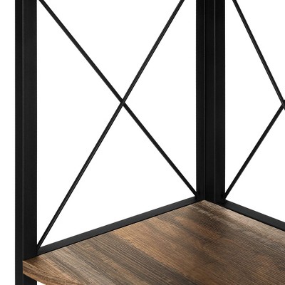 Black Metal and Brown Laminate Corner 4-Tier Bookshelf