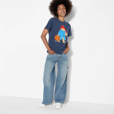 Women's Paddington Oversized Short Sleeve Graphic T-Shirt - Washed Blue