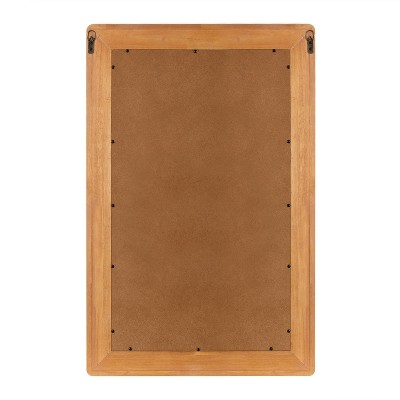 Natural Wood Rectangular Vanity Mirror with Shelf