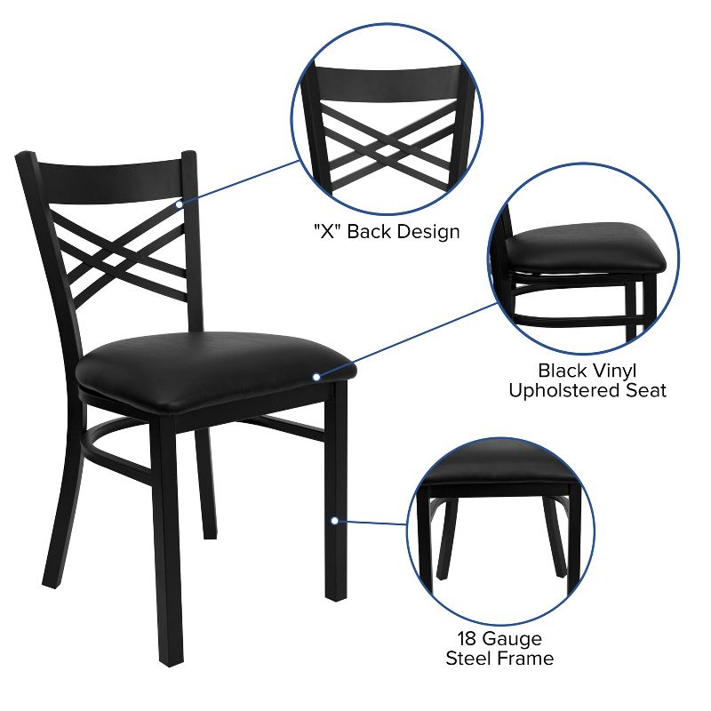 Emma and Oliver 2 Pack "X" Back Metal Restaurant Chair, 5 of 7